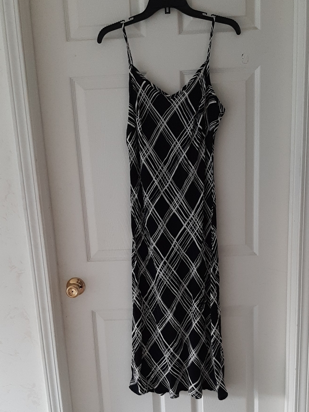 GAP Black and White Plaid Maxi Slip Dress